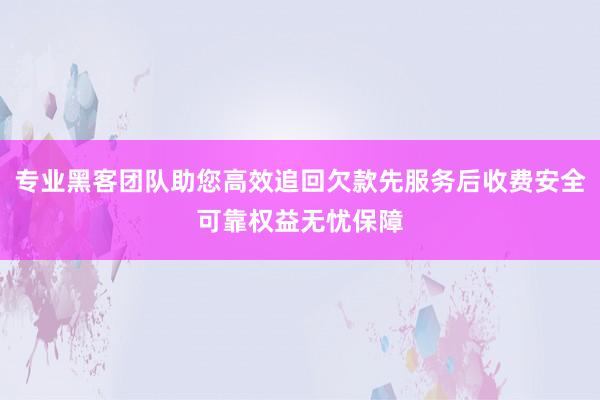 专业黑客团队助您高效追回欠款先服务后收费安全可靠权益无忧保障