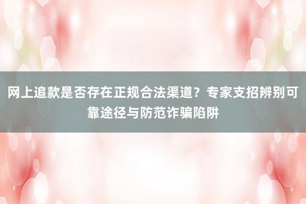 网上追款是否存在正规合法渠道？专家支招辨别可靠途径与防范诈骗陷阱