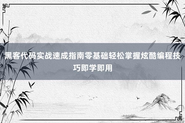 黑客代码实战速成指南零基础轻松掌握炫酷编程技巧即学即用